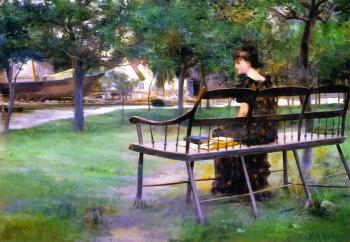 Edwin Austin Abbey : Woman on a bench